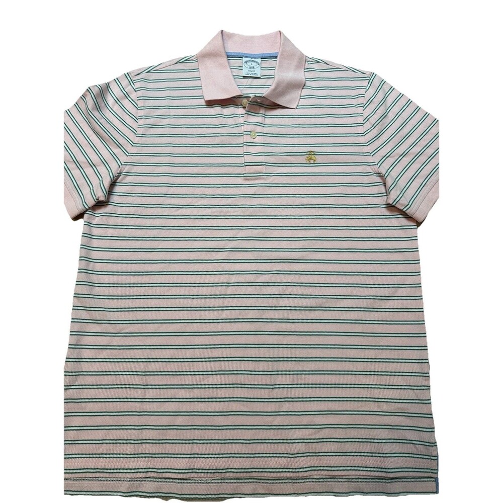 Brooks Brothers Striped Polo Pastel Golf Shirt Preppy Summer Slim Fit L NWT